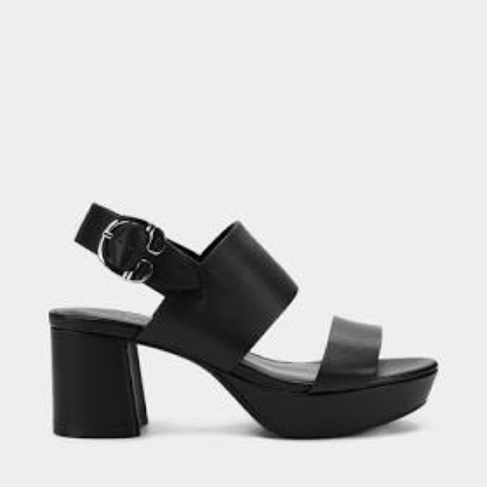 AEROSOLES Black Chunky Heeled Sandals